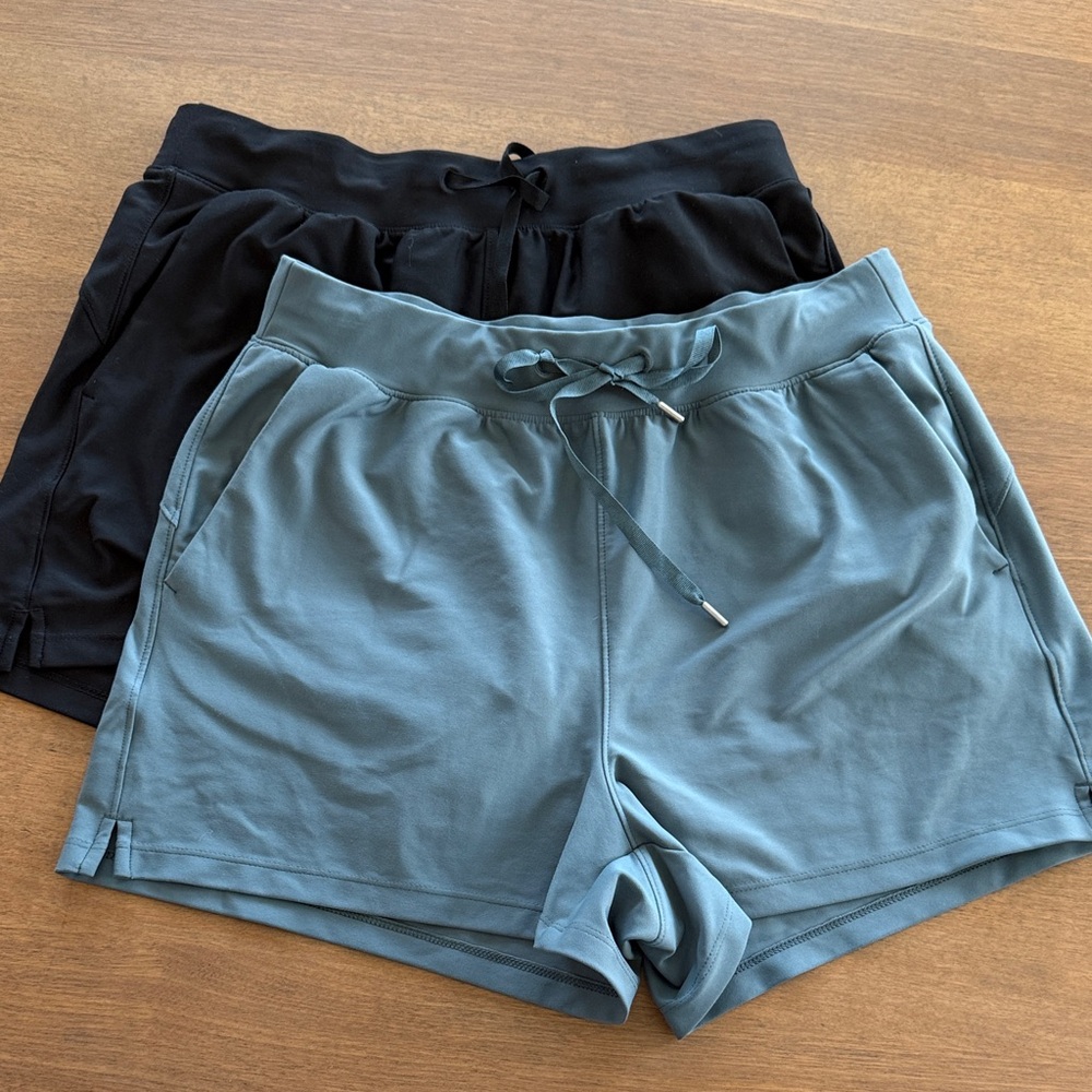 Two Pair Old Navy Active Black and Slate Blue Athletic Shorts